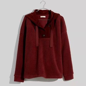 Madewell (Re)sourced Fleece Button-Front Hoodie Sweatshirt